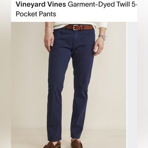 Vineyard Vines Garment-Dyed Twill 5-Pocket Pants Navy 
NEW W TAGS 30x34 PERFECT